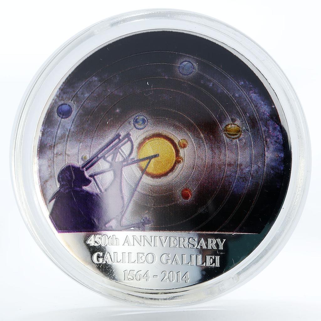 Congo 30 francs 450th Anniversary Galileo Galilei colored silver coin 2014