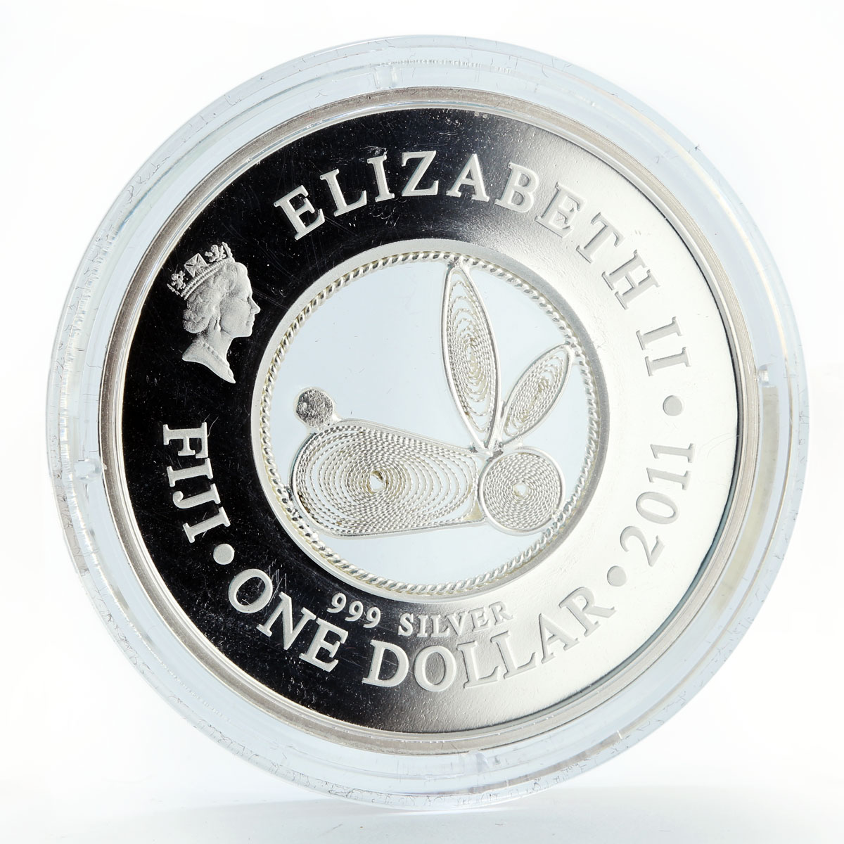 Fiji 1 dollar The Year of the Rabbit proof silver coin 2011