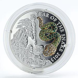 Rwanda 500 francs Year of the Snake crystals silver coin 2013