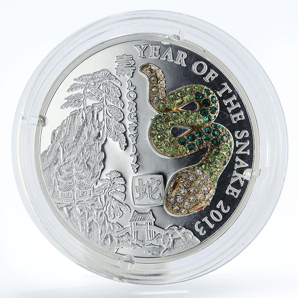 Rwanda 500 francs Year of the Snake crystals silver coin 2013