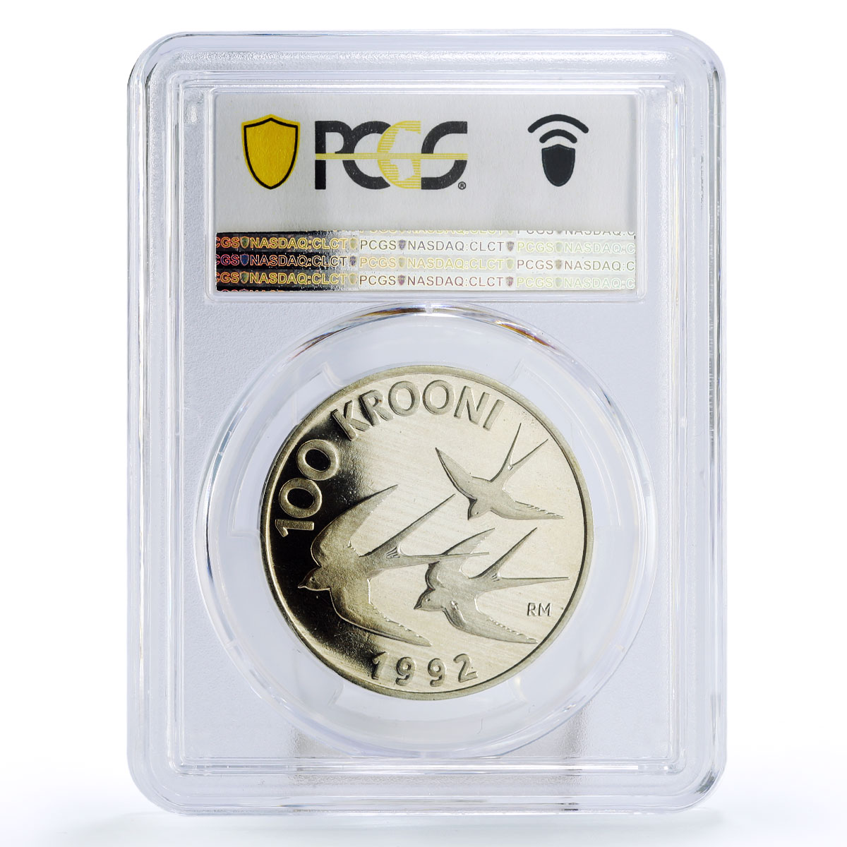 Estonia 100 krooni Barn Swallow Bird PR65 PCGS proof silver coin 1992