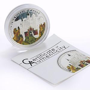 Palau 5 dollars World of Wonders Neuschwanstein Castle Architecture Ag coin 2010