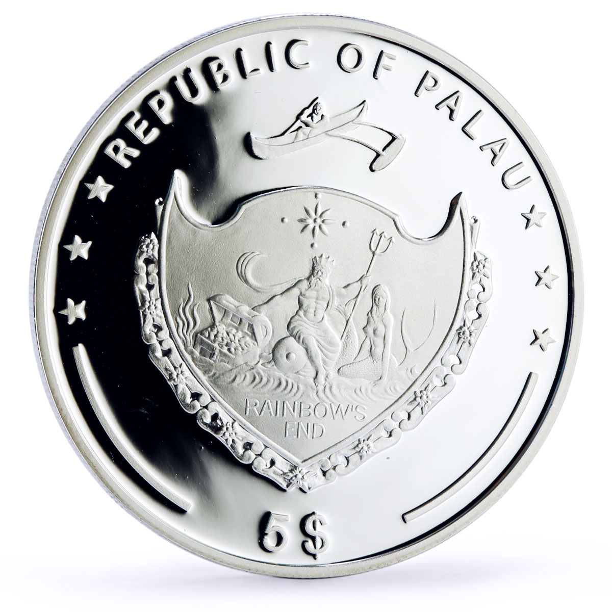 Palau 5 dollars World of Wonders Neuschwanstein Castle Architecture Ag coin 2010