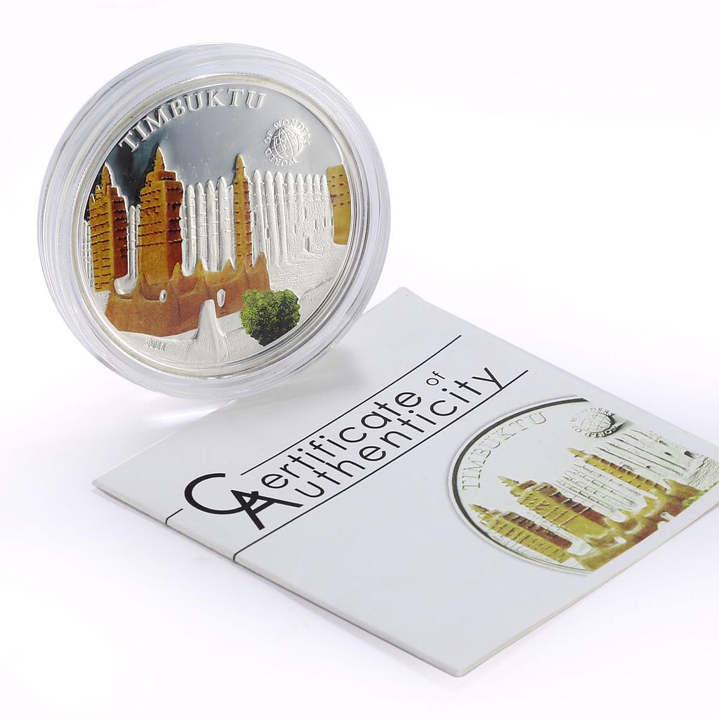 Palau 5 dollars World of Wonders Timbuktu City Architecture silver coin 2011