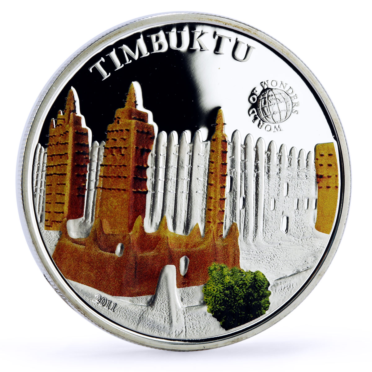 Palau 5 dollars World of Wonders Timbuktu City Architecture silver coin 2011