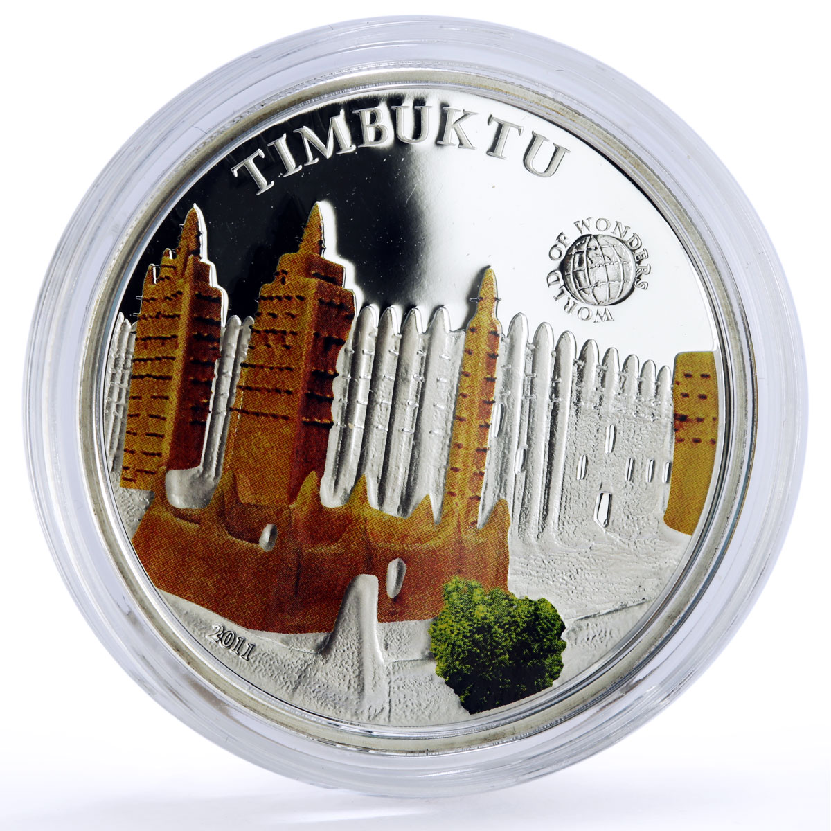 Palau 5 dollars World of Wonders Timbuktu City Architecture silver coin 2011