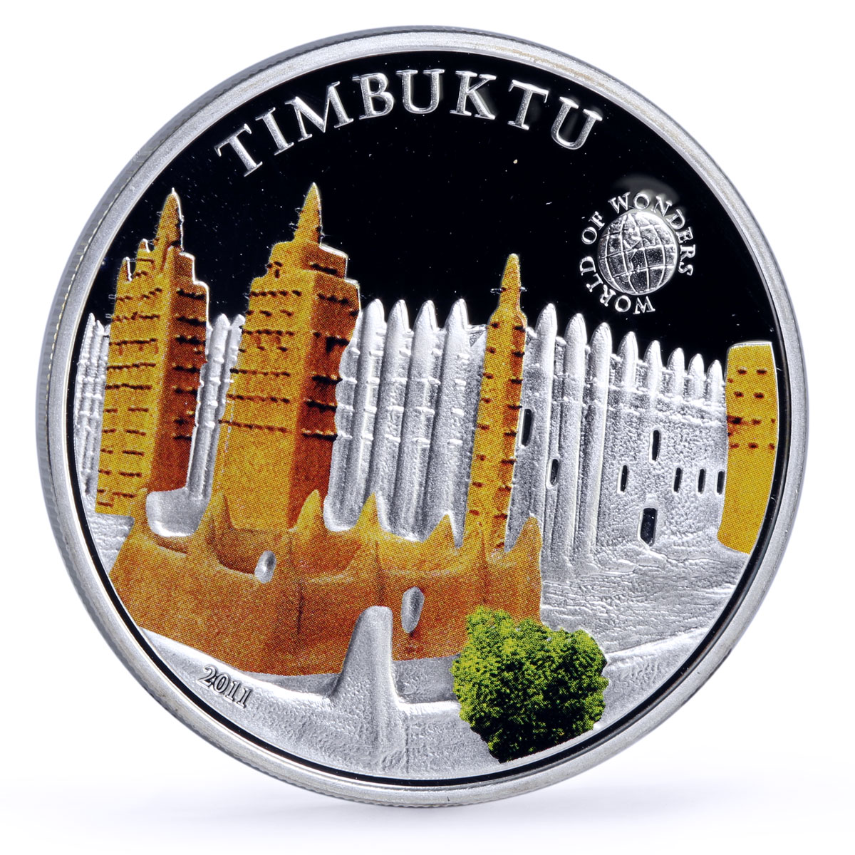 Palau 5 dollars World of Wonders Timbuktu City Architecture silver coin 2011