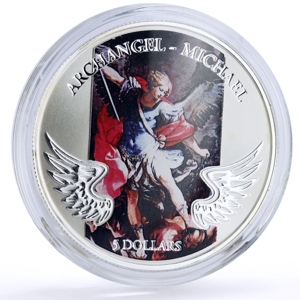 Solomon Islands 5 dollars Archangel Michael colored proof silver coin 2011
