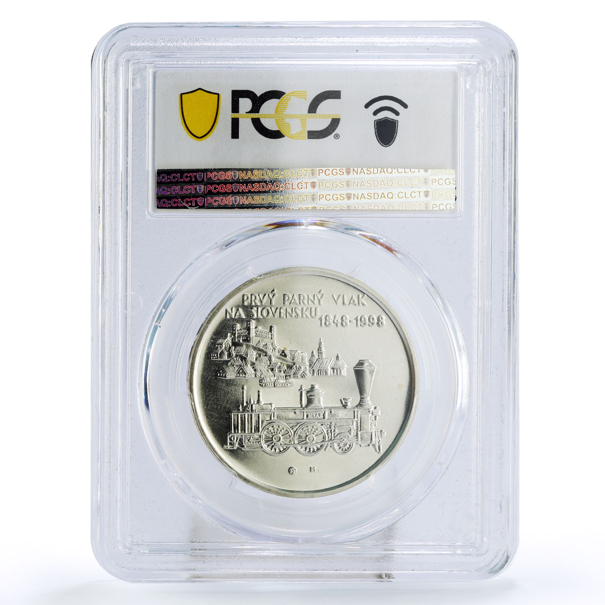 Slovakia 200 korun National Railroads Steam Trains MS68 PCGS silver coin 1998