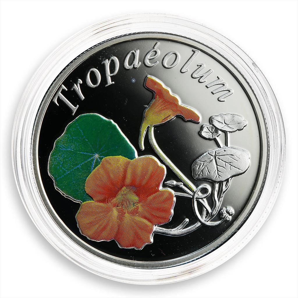 Belarus 10 Roubles Beauty of Flowers Series  Nasturtium Flora silver coin 2013