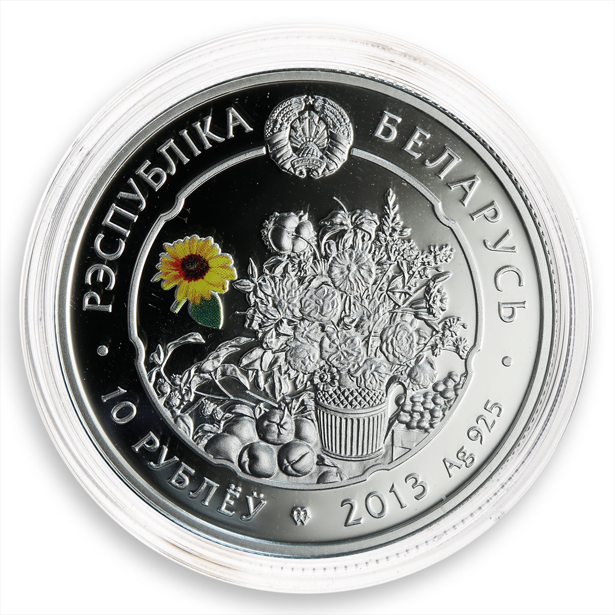 Belarus 10 Roubles Series Beauty of Flowers Nasturtium Flora Proof coin 2013