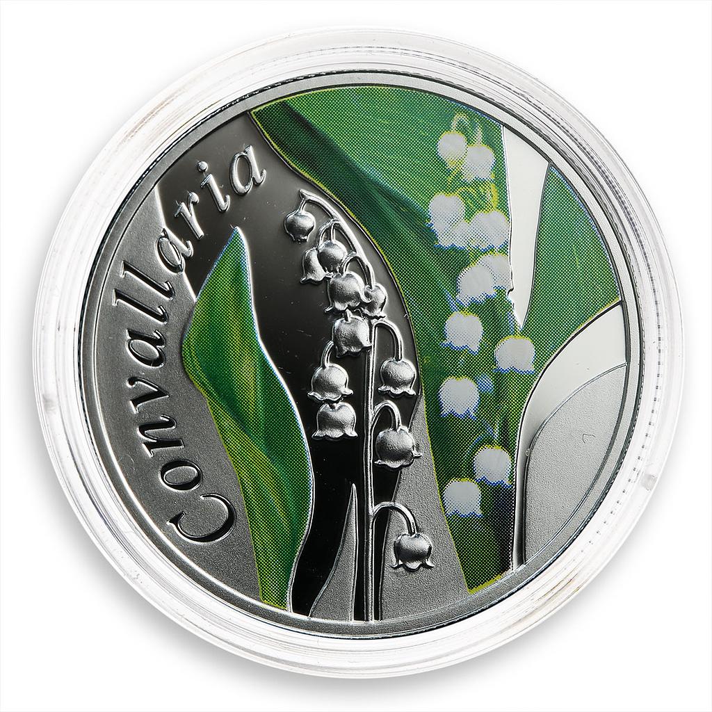 Belarus 10 roubles Beauty of Flowers Series Lily Valley Flora silve coin 2013