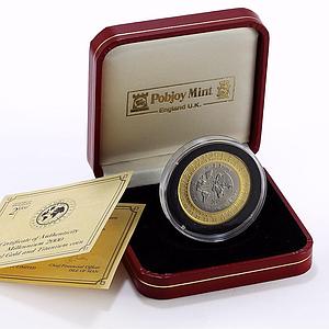 Isle of Man 1/2 crown Millennium Greenwich Meridian gold and titanium coin 2000