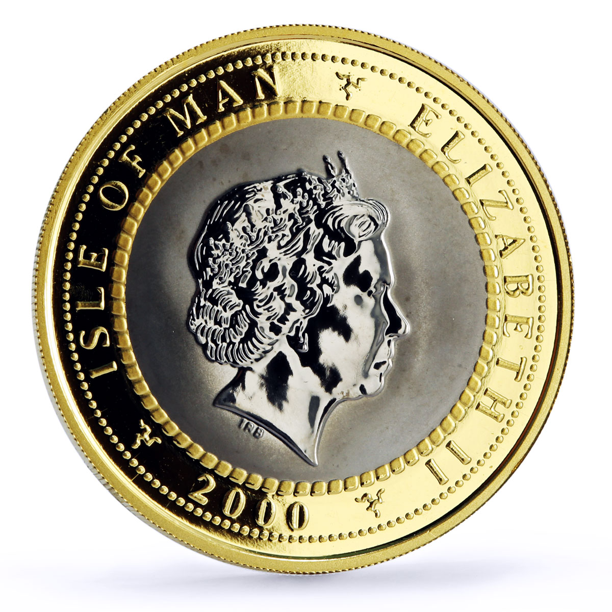 Isle of Man 1/2 crown Millennium Greenwich Meridian gold and titanium coin 2000