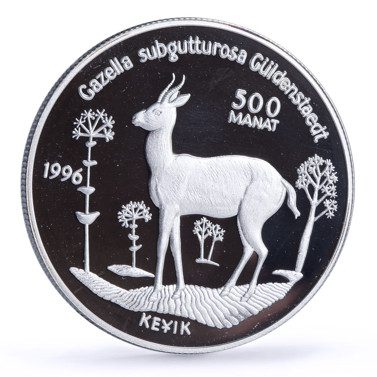 Turkmenistan 500 manat Red Book Wildlife Asian Gazelle Fauna silver coin 1996