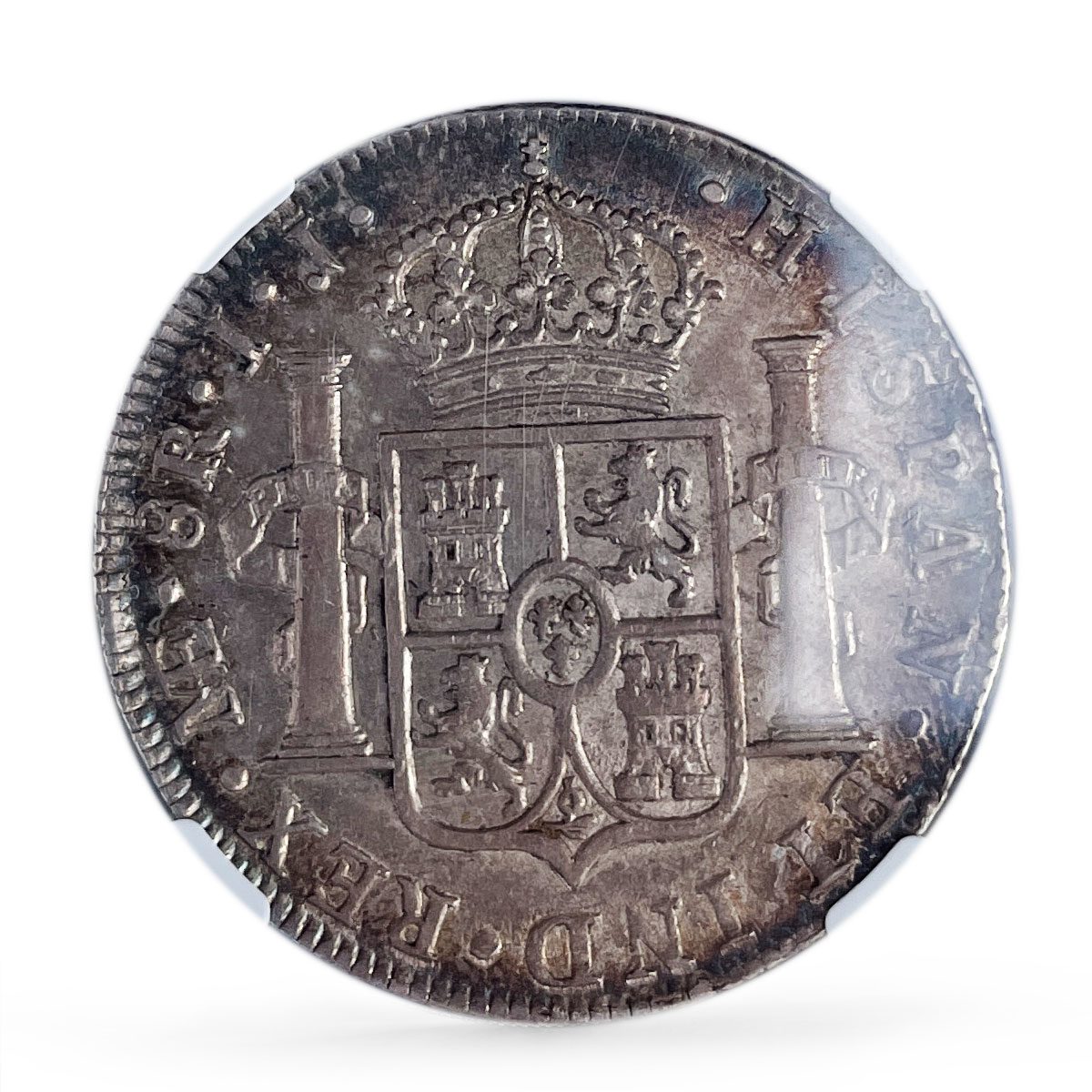 Peru 8 reales Colonial Coinage Carlos IV Coat of Arms AU58 NGC silver coin 1799 Peru 8 reales Colonial Coinage Carlos IV Coat of Arms AU58 NGC silver coin 1799