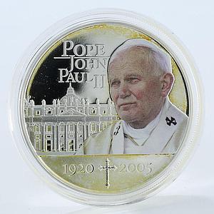 Cook Islands 1 dollar Pope John Paul II 1920-2005 colour proof silver coin 2005