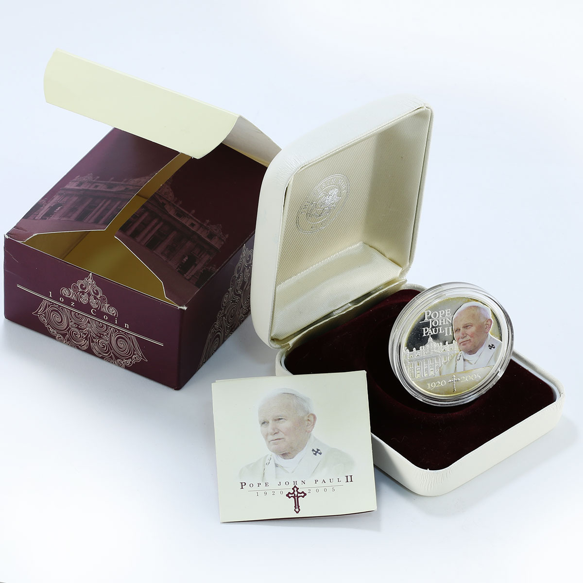 Cook Islands 1 dollar Pope John Paul II 1920-2005 colour proof silver coin 2005