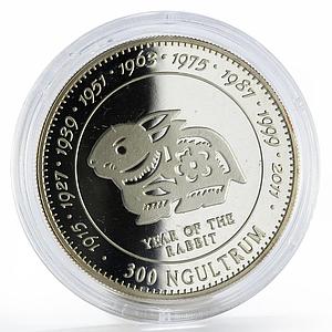 Bhutan 300 ngultrums Year of the Rabbit proof silver coin 1996
