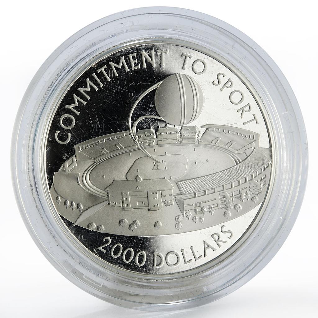 Guyana 2000 dollars Commitment to Sport Soccer Stadium proof silver coin 2007