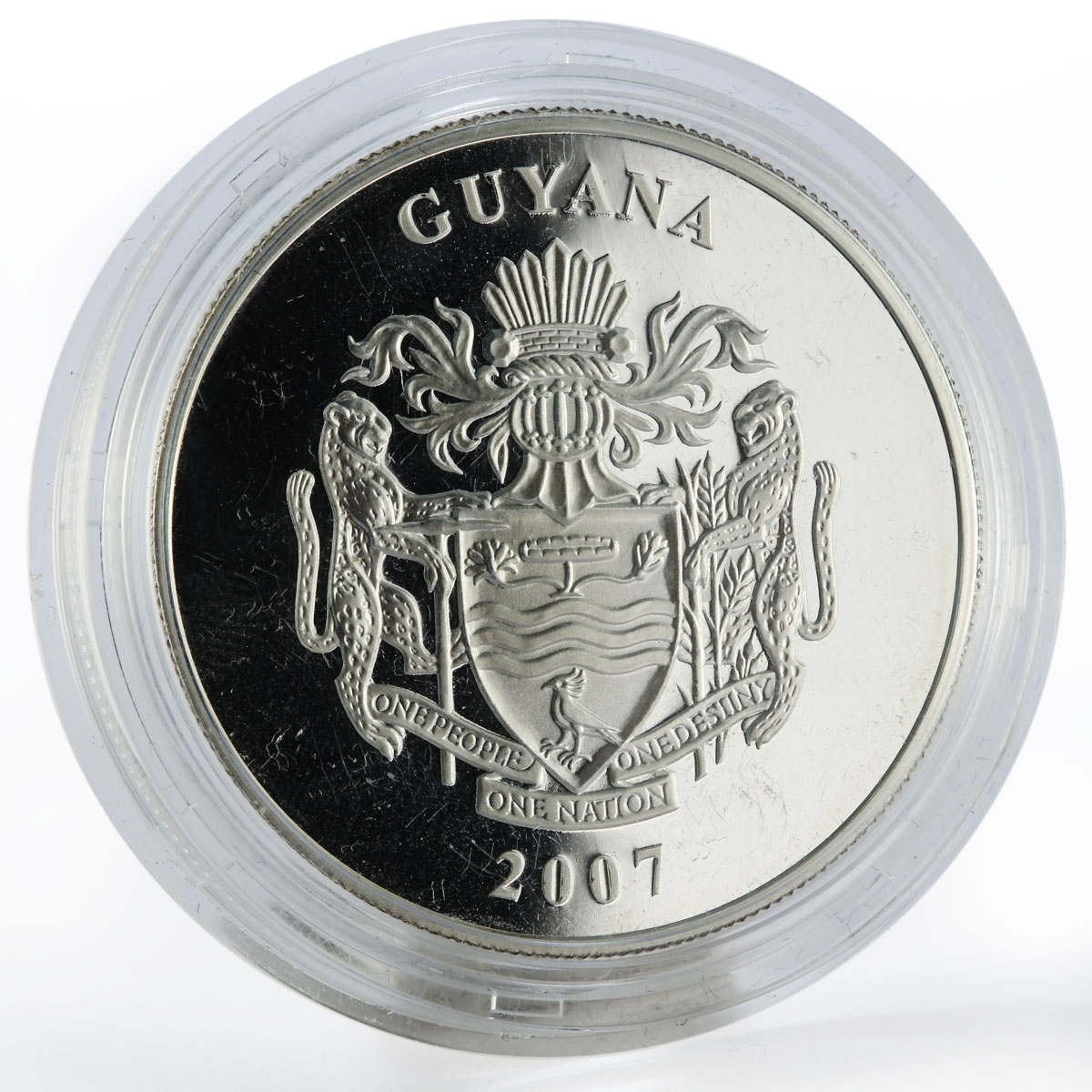 Guyana 2000 dollars Commitment to Sport Soccer Stadium proof silver coin 2007