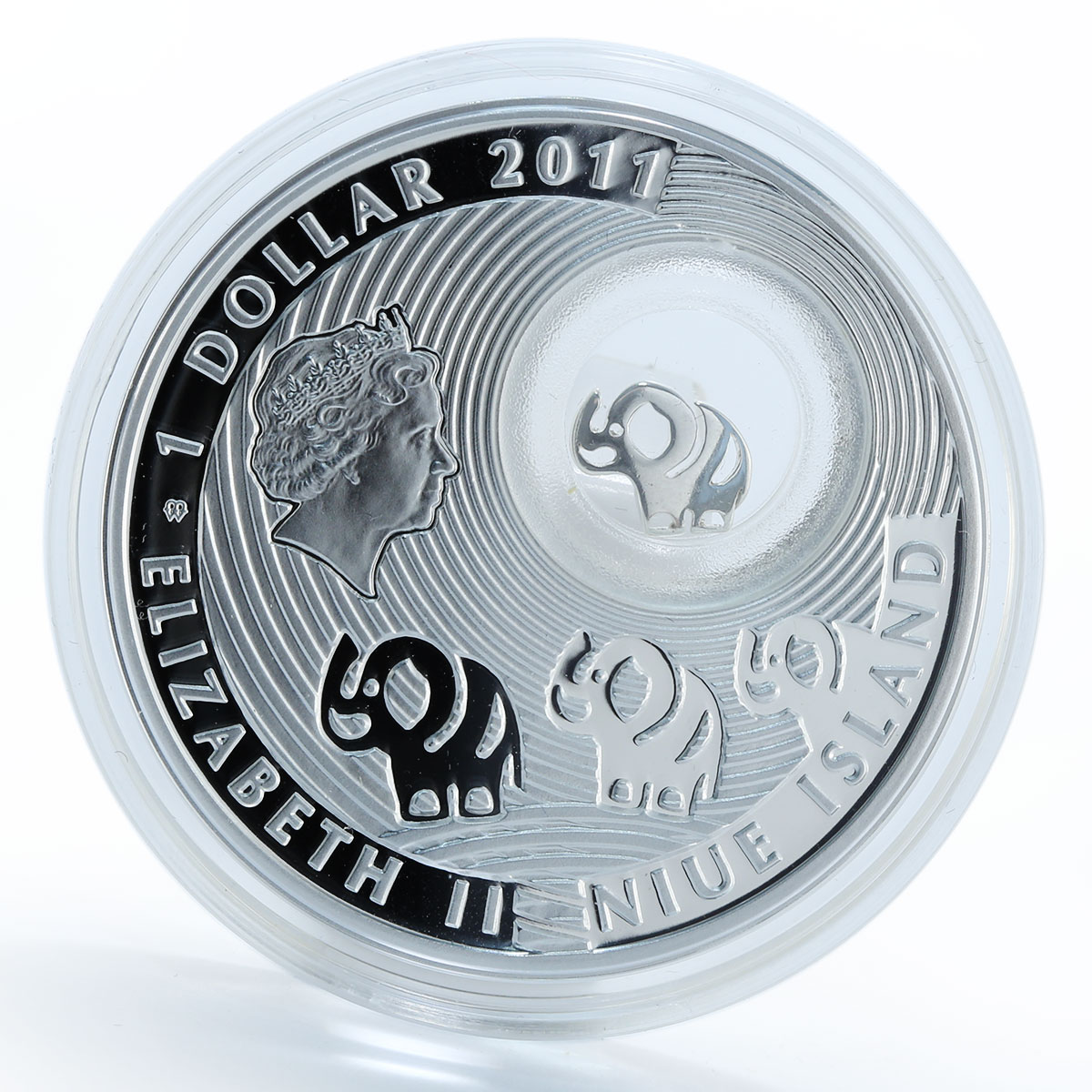 Niue 1 dollar Good Luck Elephants Lucky coin proof silver coin 2011