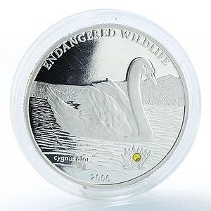 Mongolia 500 tugriks Swan Endangered wildlife silver coin 2006