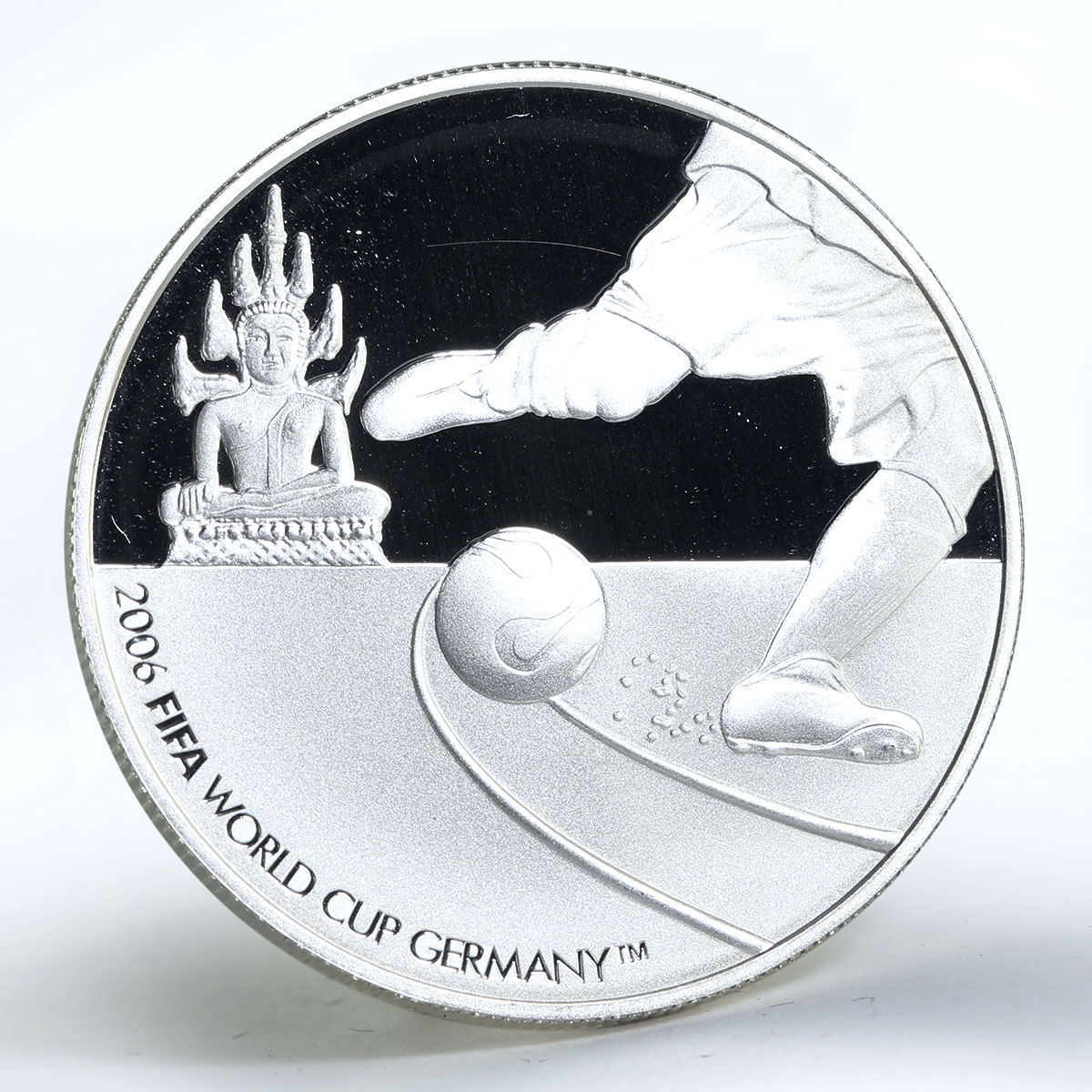 Laos 1000 kip FIFA World Cup Germany football proof silver coin 2006