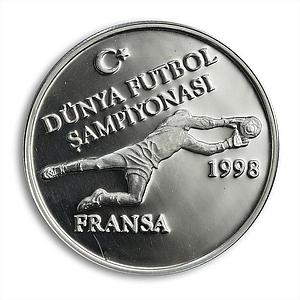 Turkey 750000 lires FIFA World Cup in France 1998 football silver  coin 1996