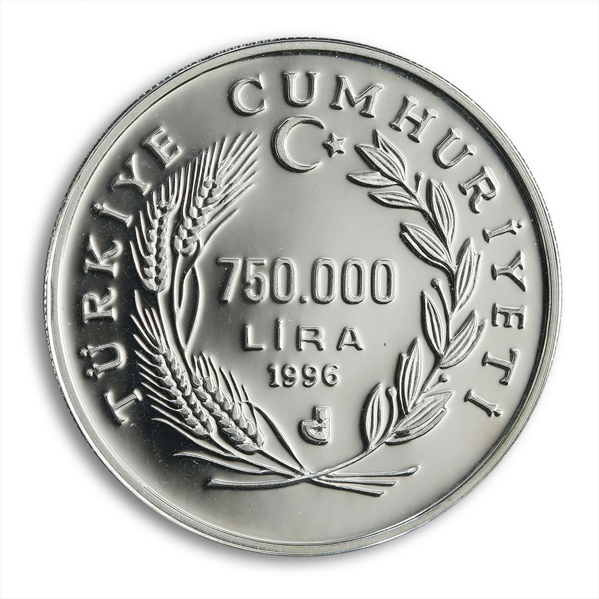 Turkey 750000lires FIFA World Cup in France 1998 football silver Proof coin 1996