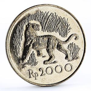 Indonesia 2000 rupiah Javan Tiger silver coin 1974