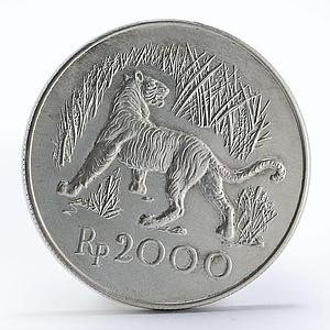 Indonesia 2000 Rupiah Javan Tiger silver coin 1974