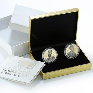 Niue 2 $ Set of 2 coins Holy Apostles Peter and Paul silver gilded coin 2010