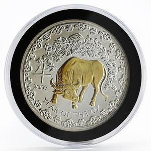 Rwanda 1000 francs Year of the Ox crystal gilded silver coin 2009