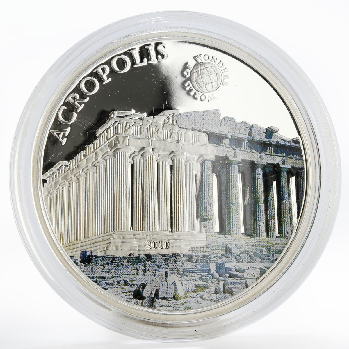 Palau 5 dollars World of Wonders Acropolis Temple Architecture silver coin 2010