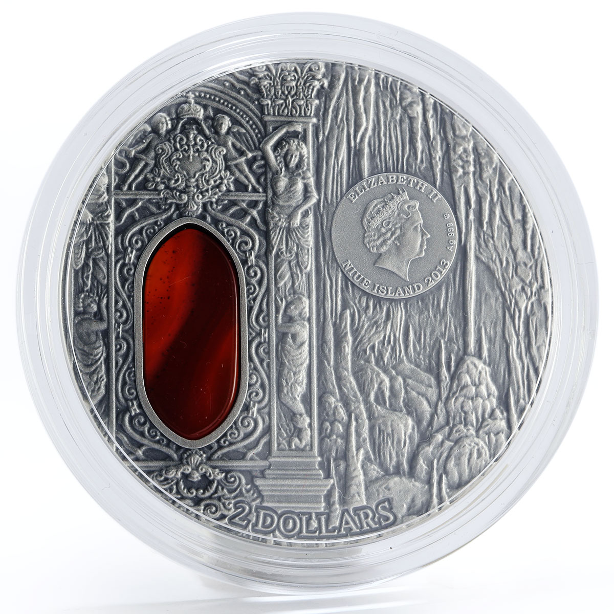 Niue 2 dollars Mysteries of Wawel Crystal Art agate silver coin 2013