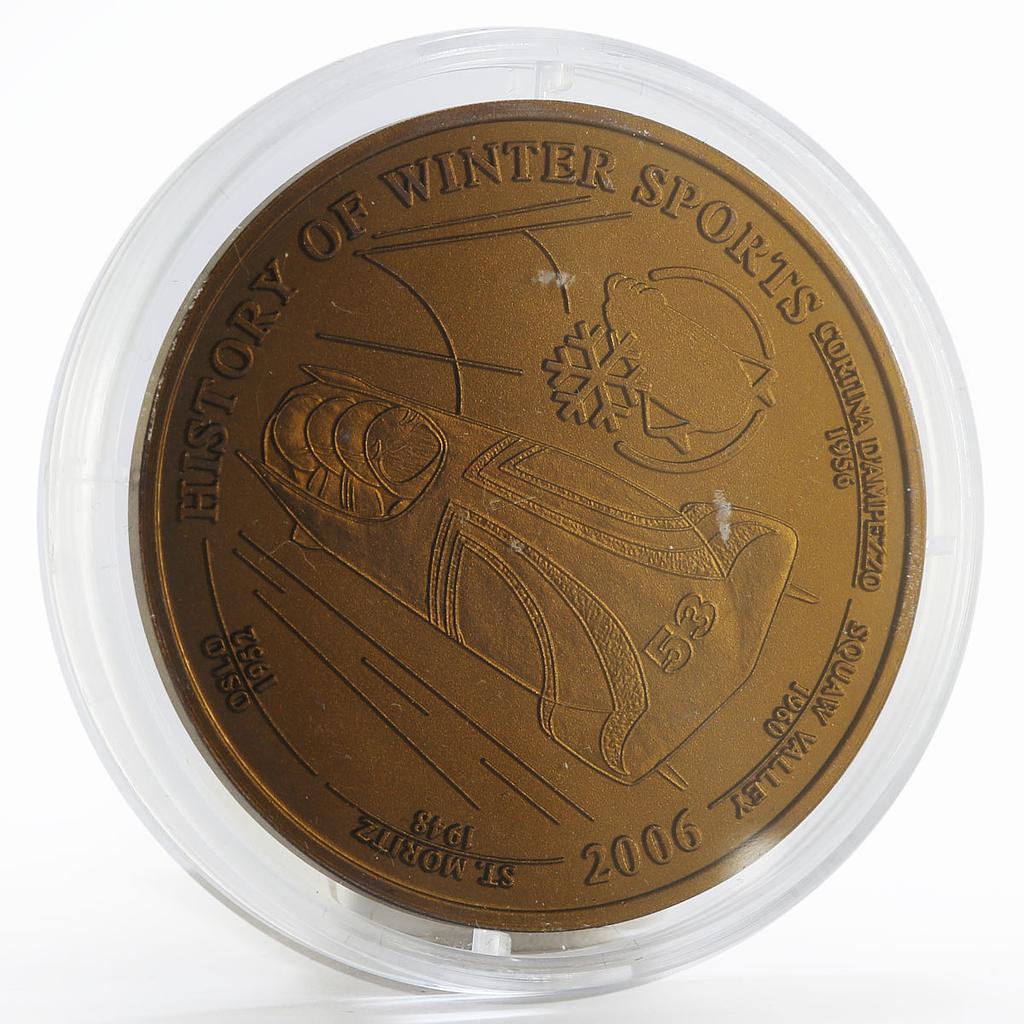 Liberia 5 dollars History of Winter Sports Bobsled niobium coin 2006