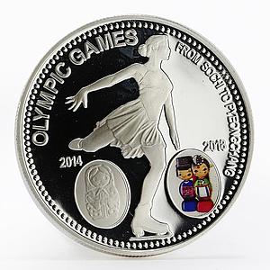 Laos 1000 kip Olympic Games Figure Skating proof silver coin 2014