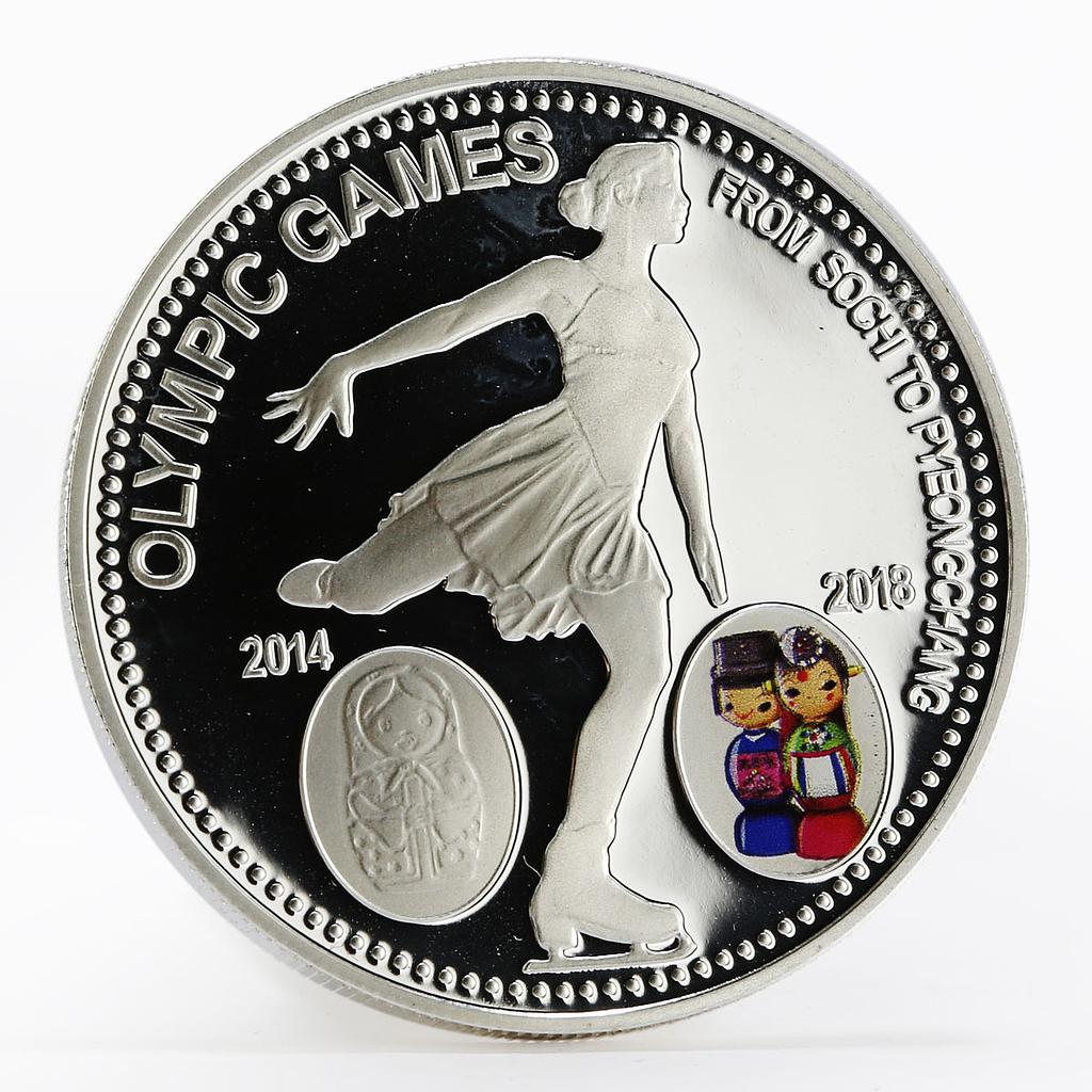 Laos 1000 kip Olympic Games Figure Skating proof silver coin 2014