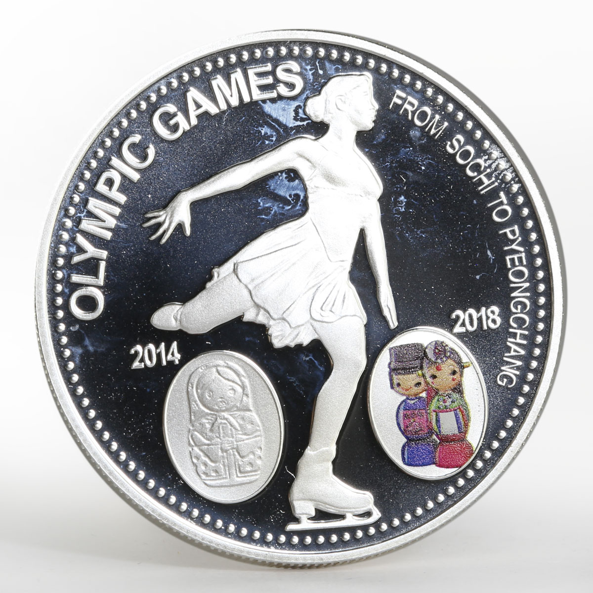 Laos 1000 kip Olympic Games Figure Skating proof silver coin 2014