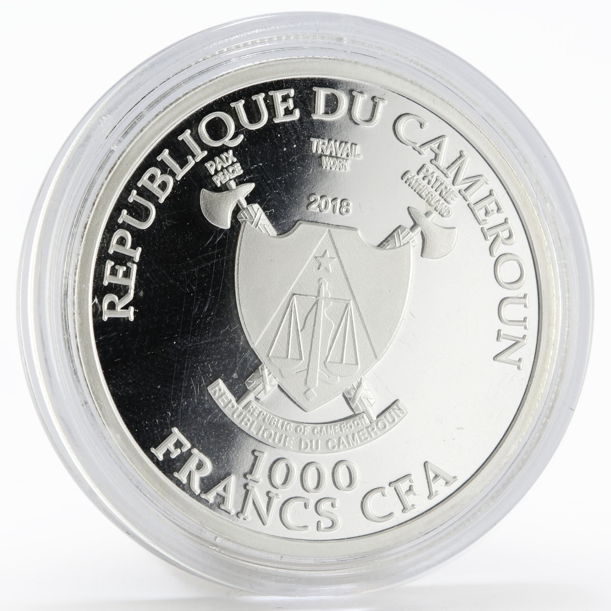 Cameroon 1000 francs World Cup Soccer 2018 Sochi Russia proof silver coin 2018