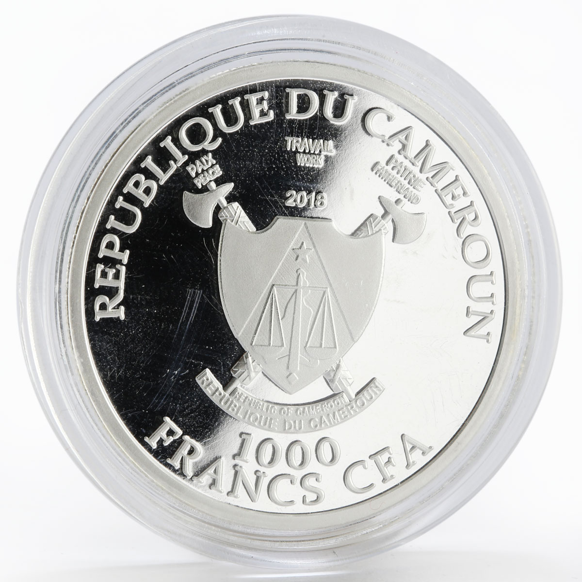 Cameroon 1000 francs World Cup Soccer 2018 Volgograd proof silver coin 2018