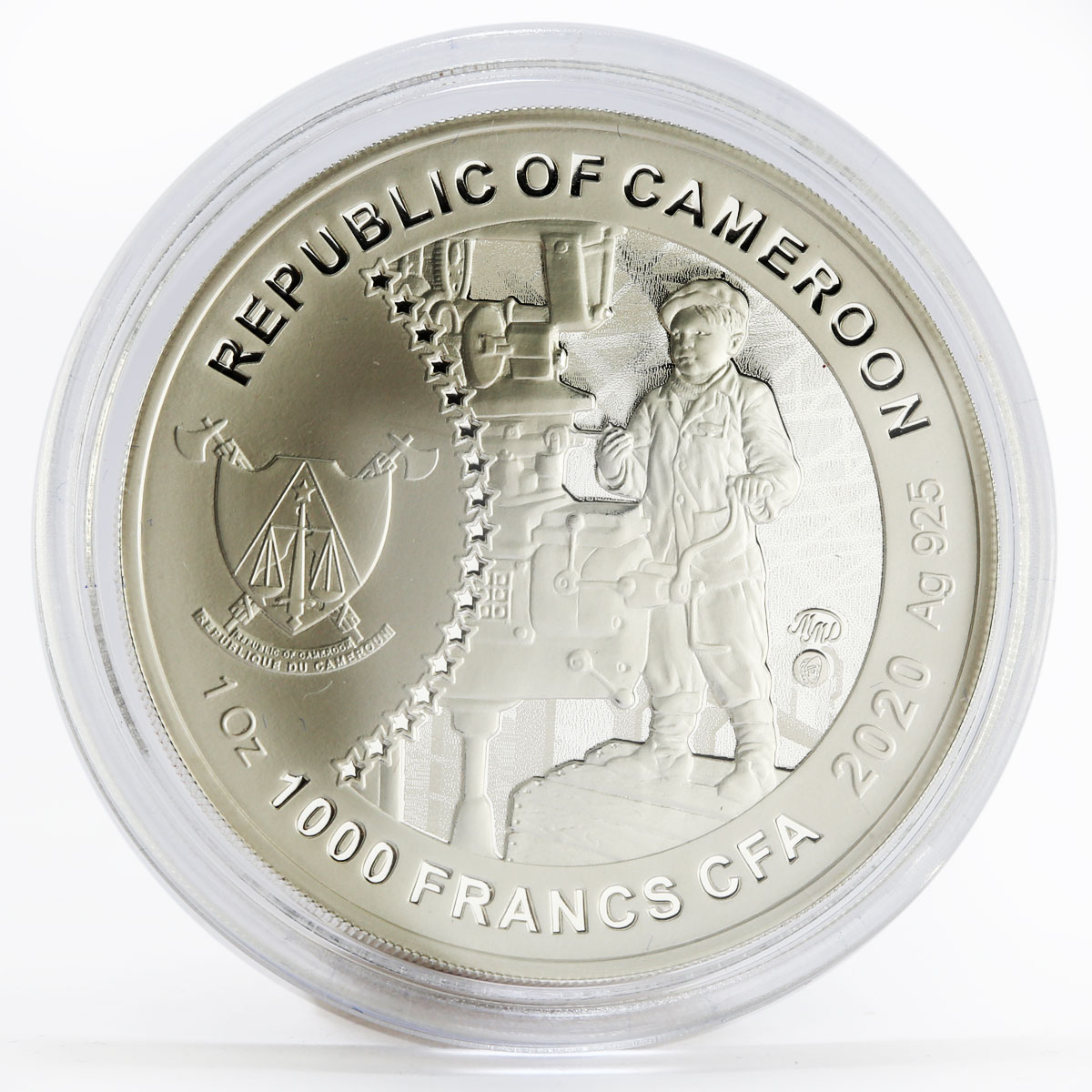 Cameroon 1000 francs Weapon of Victory PO-2 Plane colored silver coin 2020