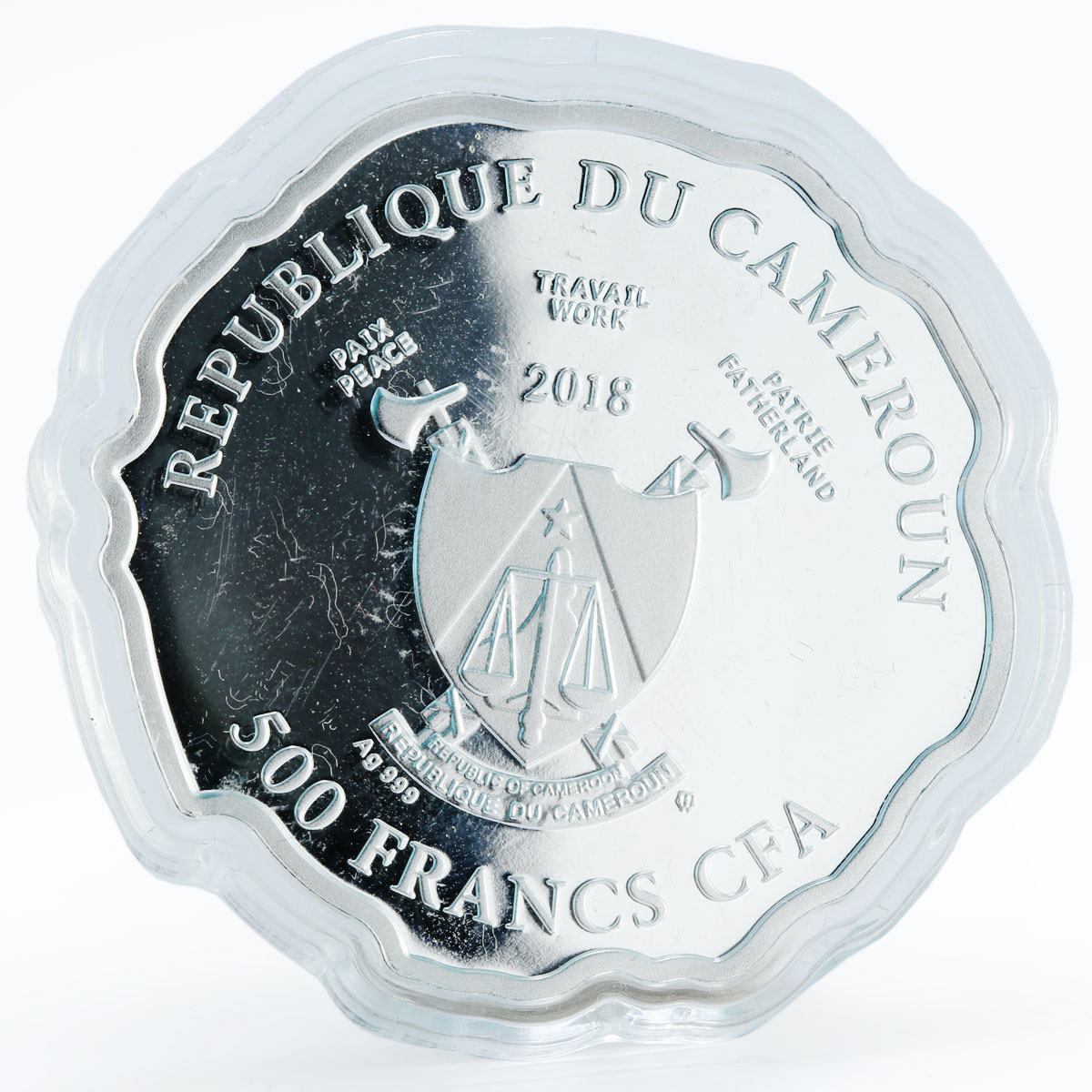 Cameroon 500 francs Born to be Happy newborn baby colored proof silver coin 2018