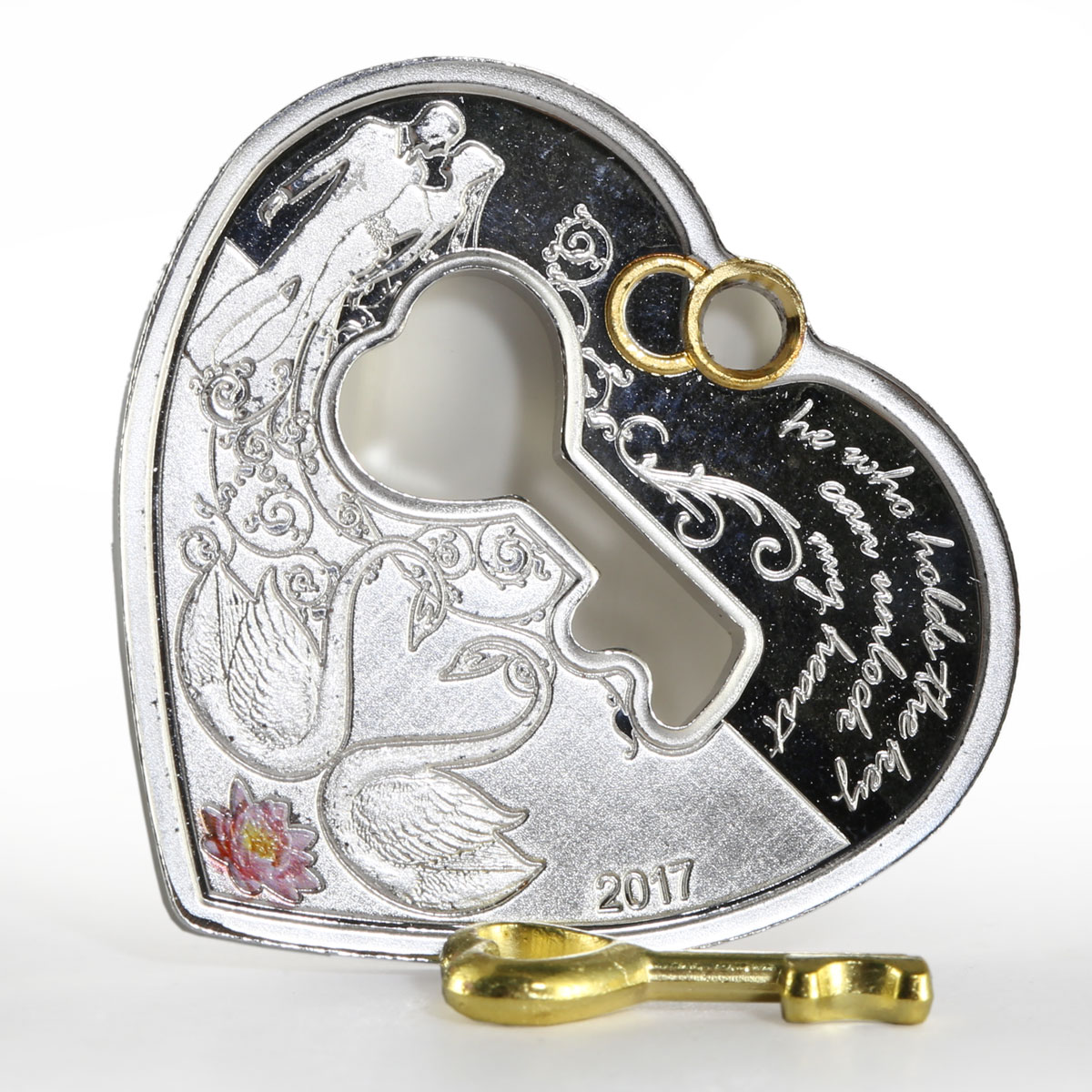 Congo 500 francs A Key to Your Heart colored proof silver coin 2017