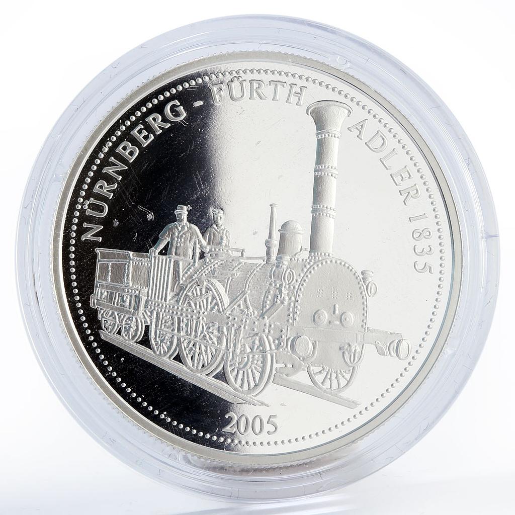 Togo 1000 francs 170th Anniversary German Railroad Adler proof silver coin 2005