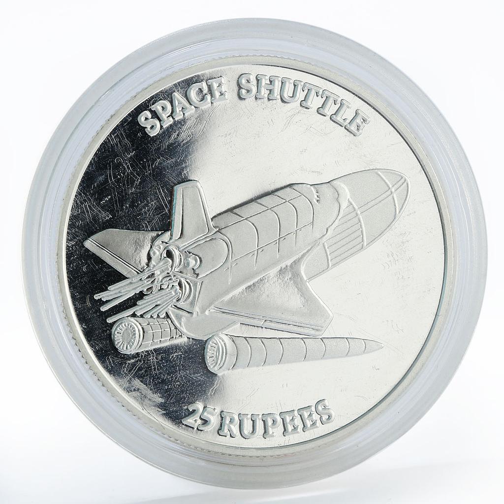 Seychelles 25 rupees Space Shuttle proof silver coin 1993