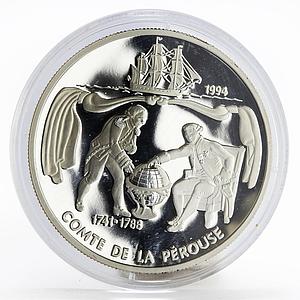 Samoa 10 tala World Globe Comte de la Perouse Ship proof silver coin 1994