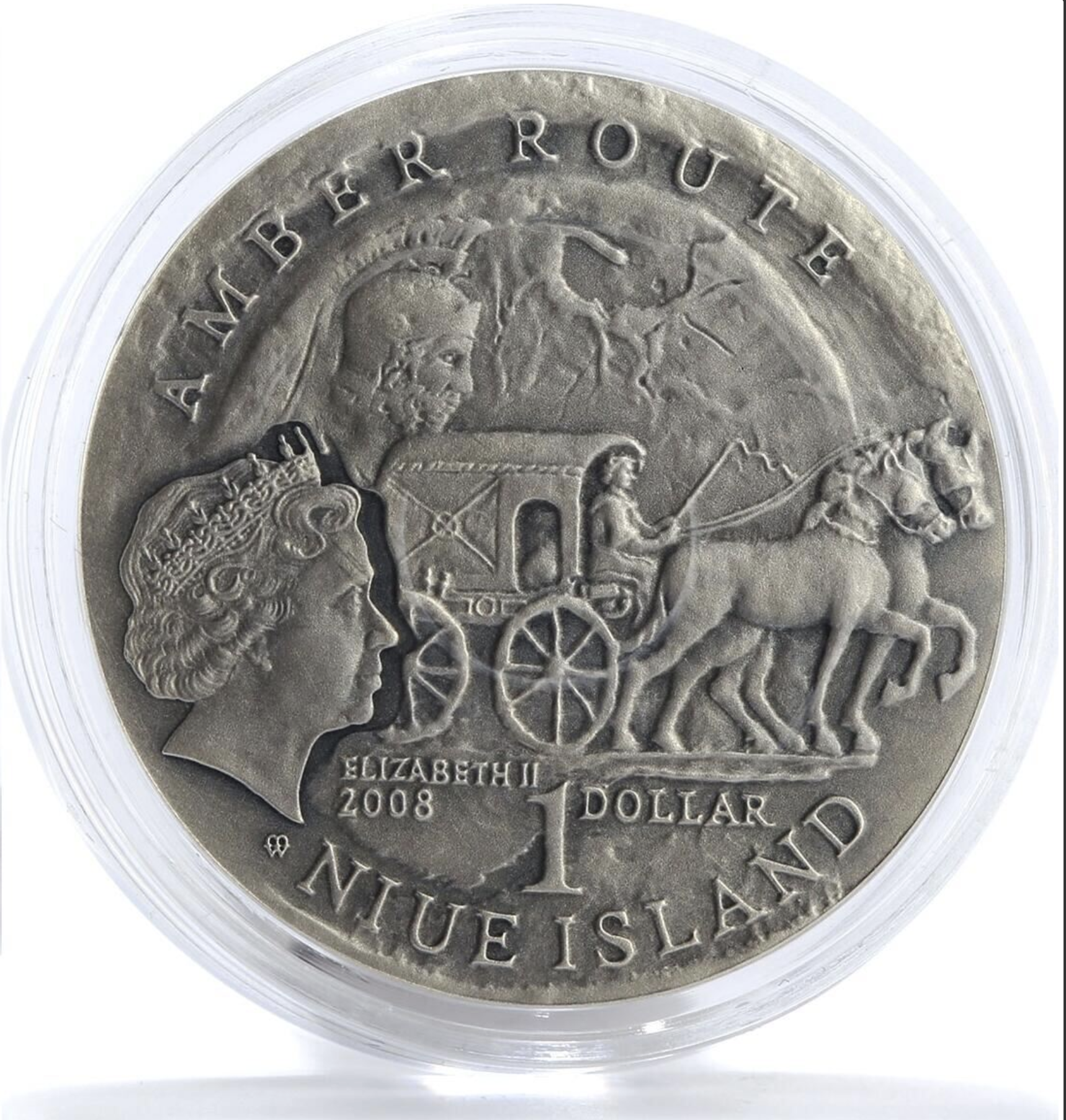 Niue 1 dollar Amber Route series Gdansk silver coin 2008