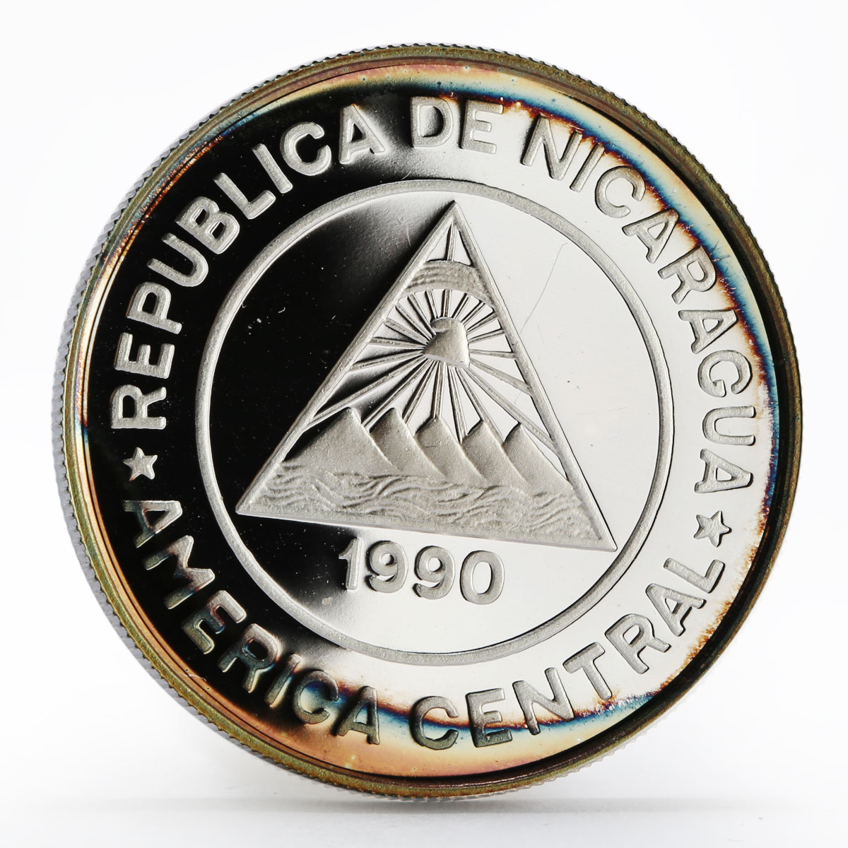 Nicaragua 10000 Cordobas 16th Winter Olympics Albertville 92 silver coin 1990